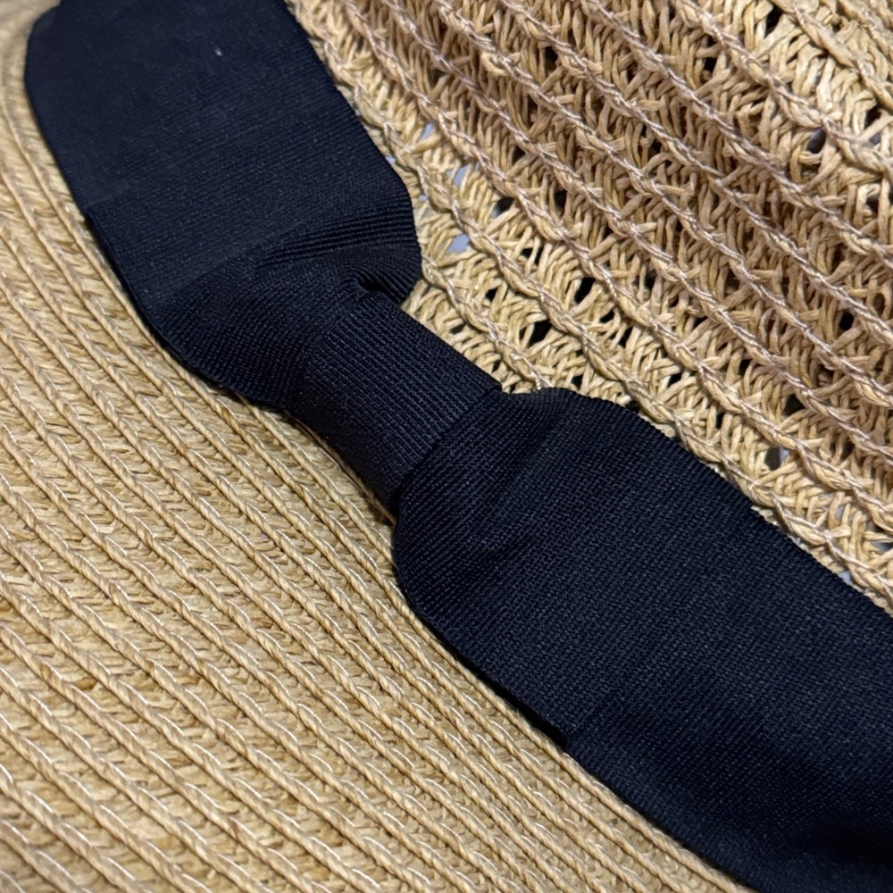 Summer Hat-Tan with Black Ribbon Detail-Paper Material-EUC - Picture 4 of 13
